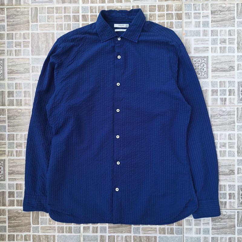 MANGO MAN Kemeja Texture Lengan Panjang Pria