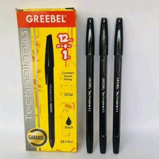 

pulpen Greebel hitam 0.5mm (per pcs)