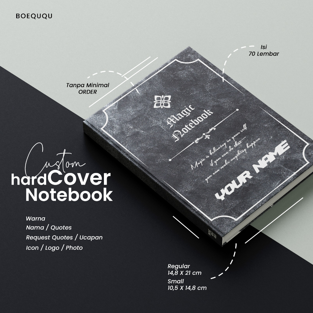 

BOEQUQU - Vintage Design Series Notebook Hardcover Custom Nama Premium-Ukuran A5 A6 Isi Custom 70Lbr