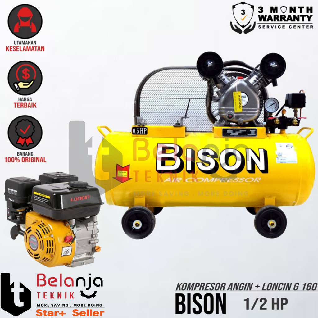 bison Mesin Kompresor Angin 0.5 Hp Loncin G 160 5.5 Hp