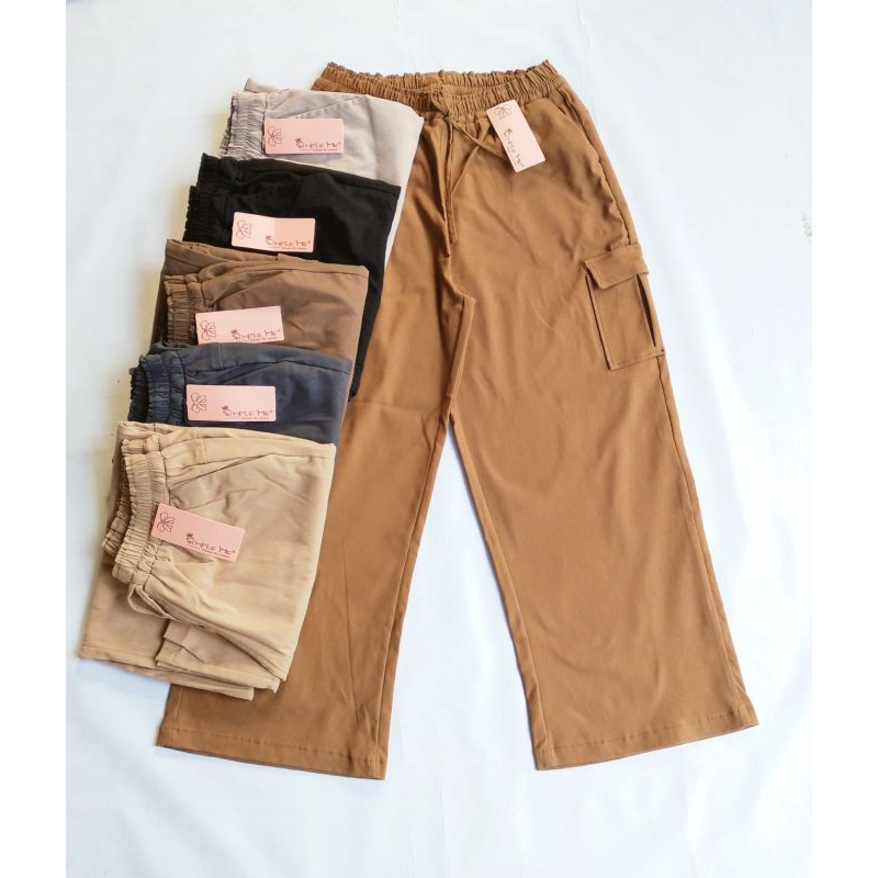 Celana kulot kargo denim simple me