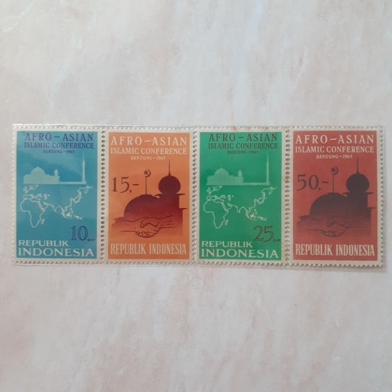 

(A) Perangko Indonesia Konferensi Islam Asia Afrika Tahun 1965 set lengkap 4pcs