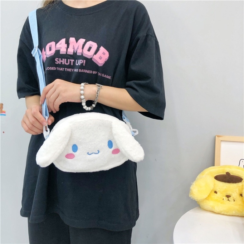 Sling Bag Cinnamorol Tas Selempang Bulu Lucu Boneka Kekinian ukuran 30cm