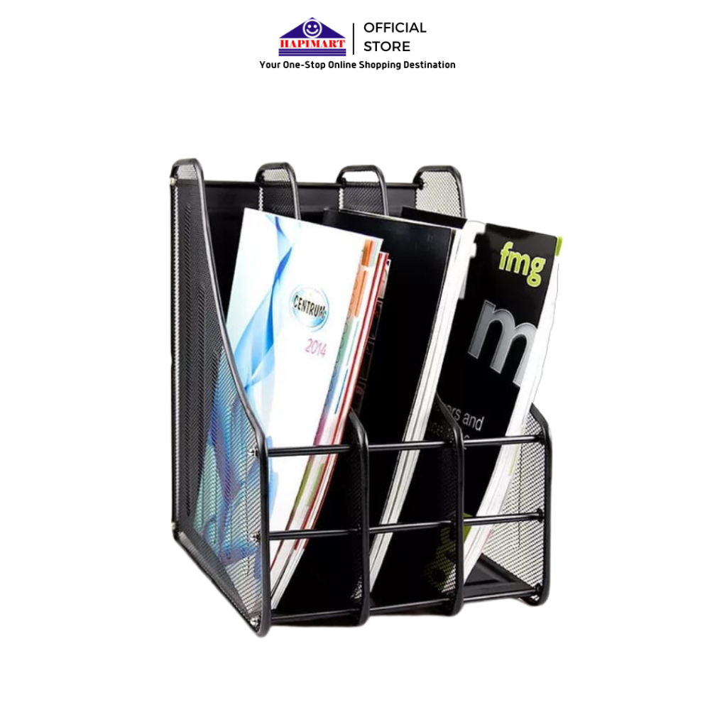 

File Box Foldable Steel 3 Layer Rak Penyimpanan Dokumen 3 Sekat Jaring Besi Hitam