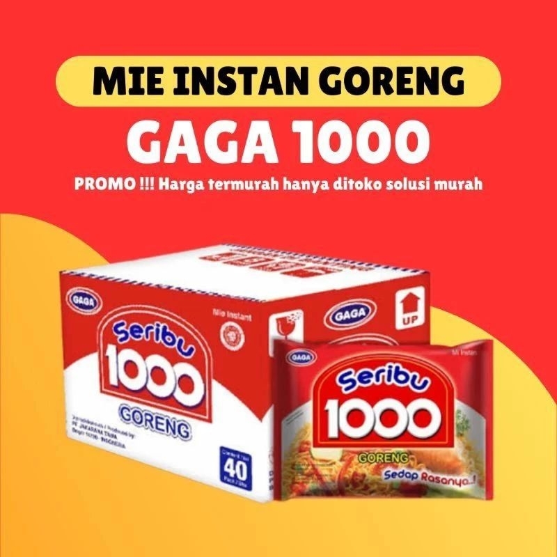 

Mie GAGA 1000 Goreng, Mie Instan Goreng Gaga seribu 50gr (1 Dus isi 40pcs)
