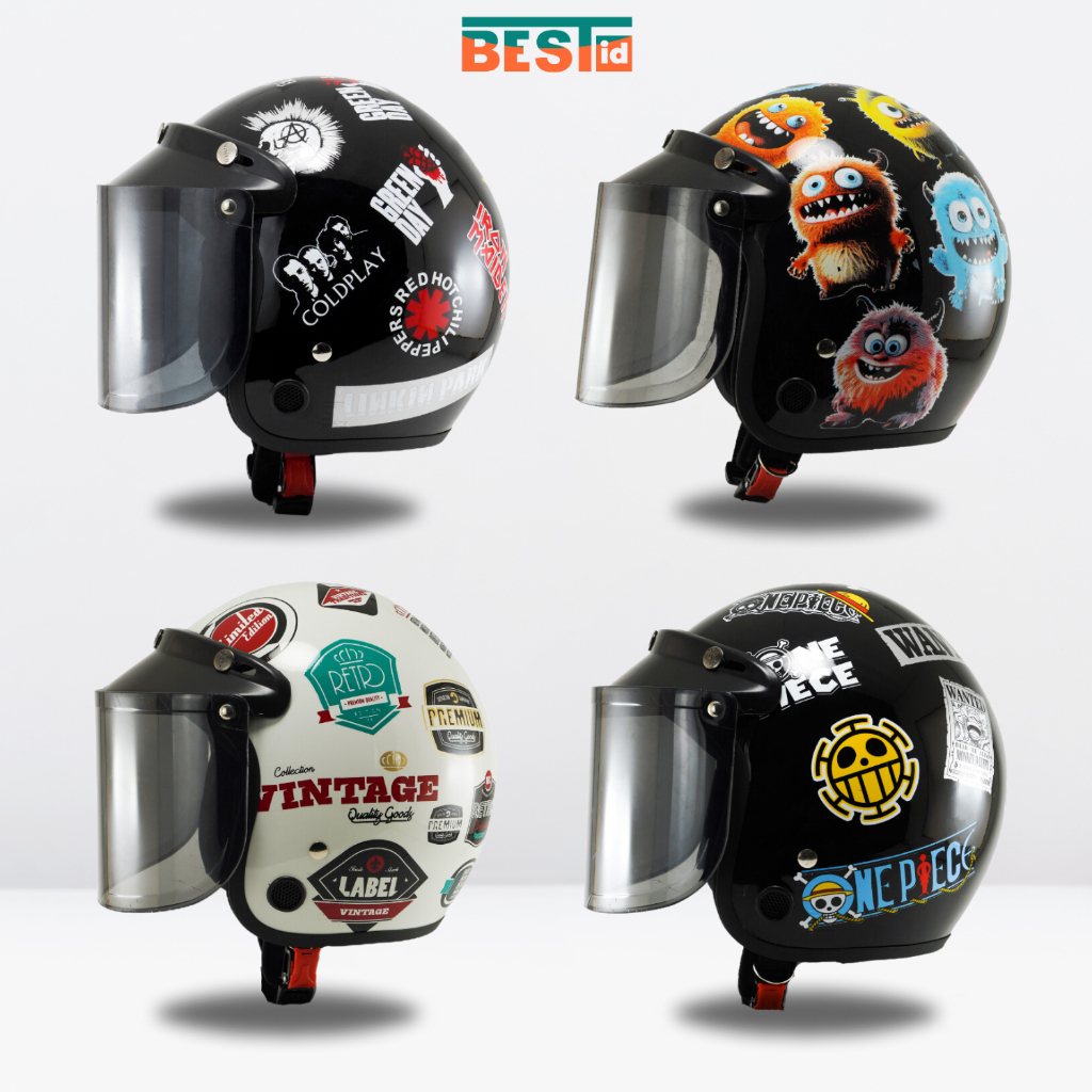 R-six Helm Bogo Dewasa Motif Aesthetic Kekinian