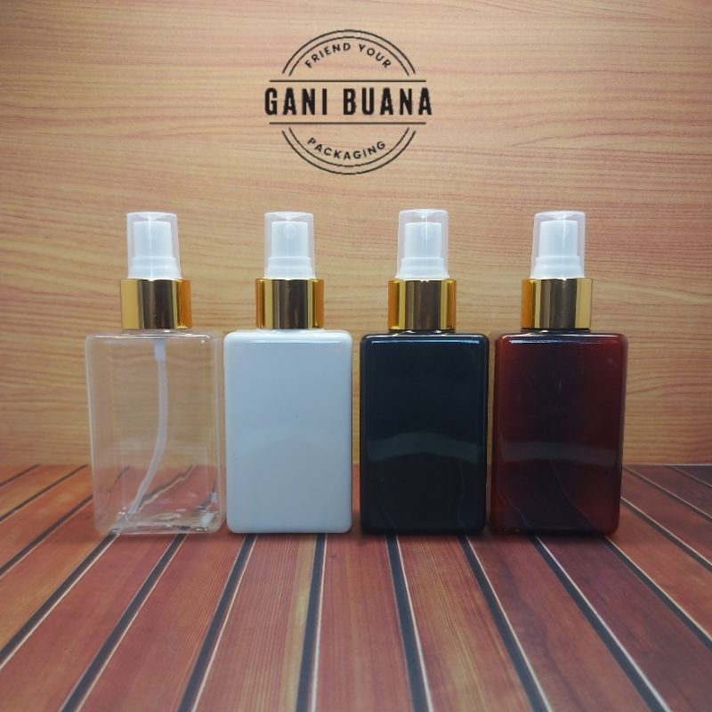 BOTOL.SPRAY 100ML KOTAK TUTUP SPRAY GOLD HALFCAP/BOTOL SPRAY 100ML KOTAK PET