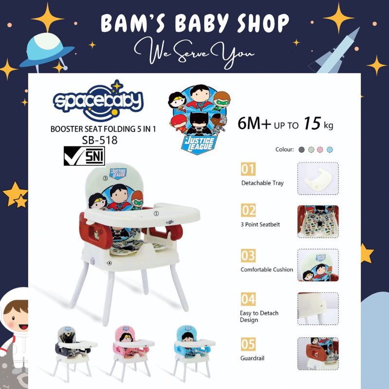 BAMS TERMURAH BOOSTER SEAT SPACE BABY SB 518 536 538 917 925A 5IN1 HIGHCHAIR BOOSTER KURSI MAKAN 3IN