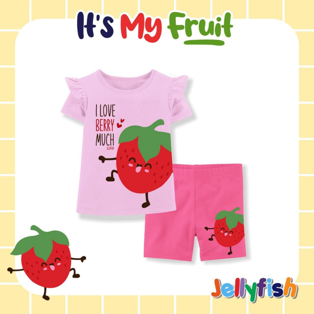 Setelan Pendek Anak Perempuan Jellyfish Fruit - Strawberry