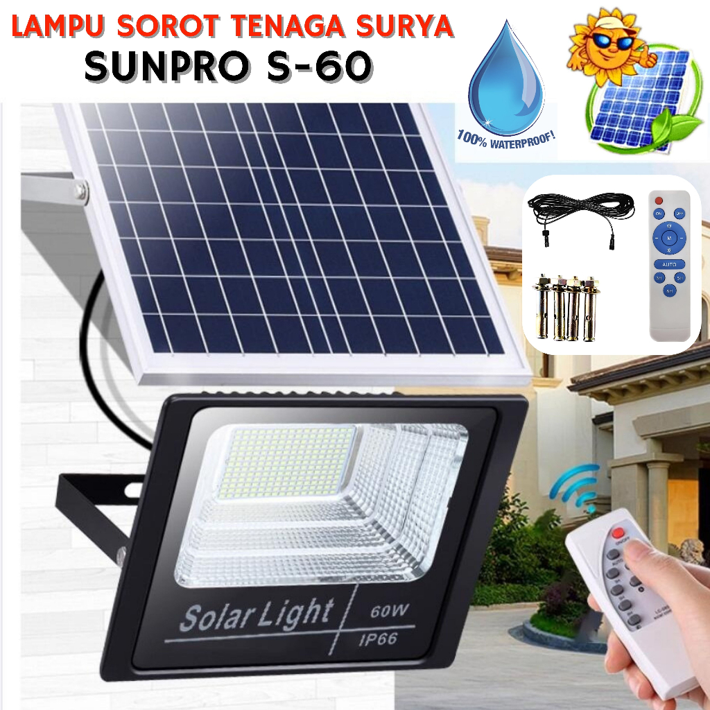Lampu Sorot Led Solar Light SUNPRO S-60 | Lampu SUNPRO S 60 Lampu Taman Solar Light LED 60W Tenaga S