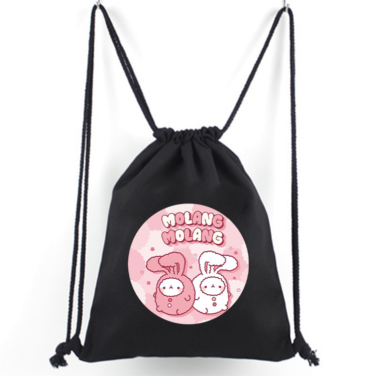 TAS SERUT Hitam MOTIF Molang UNISEX Batch 3 DRAWSTRING BAG