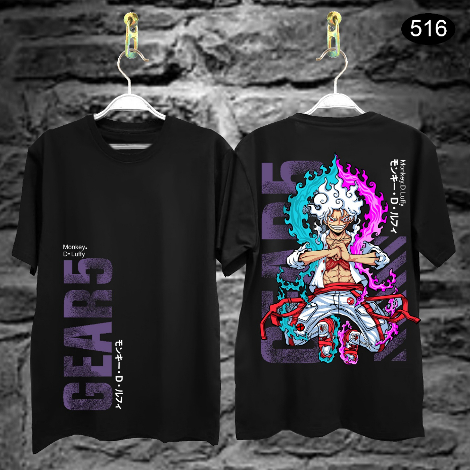 Baju Kaos T-shirt Distro Terbaru / Kaos One Piece Luffy Gear 5 Fight Hitam / Kaos Kekinian / Kaos An