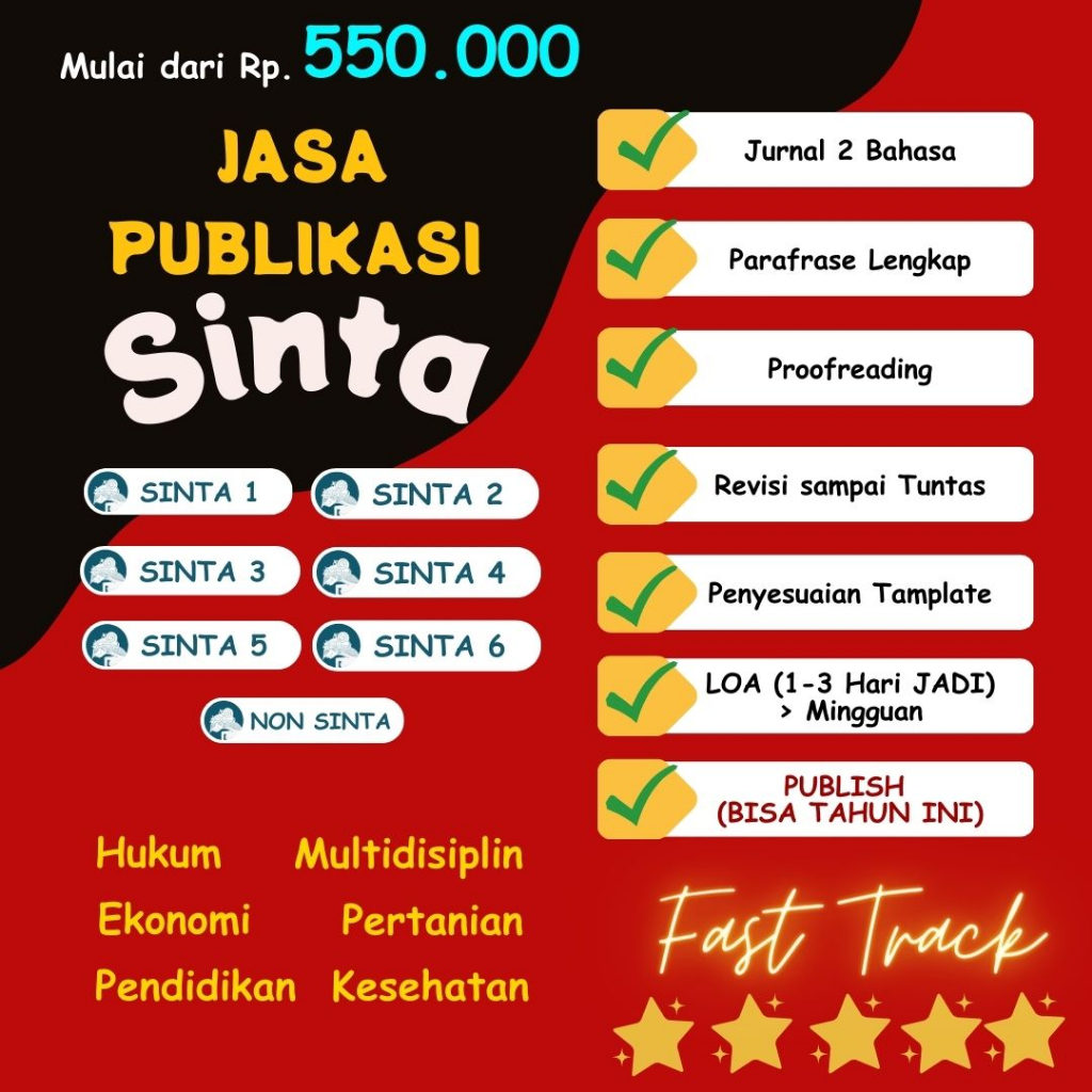 PUBLIKASI JURNAL SINTA | MULTIDISIPLIN | FAST TRACK |  PENDAMPINGAN | JASA ARTIKEL SINTA 2, Sinta 3,