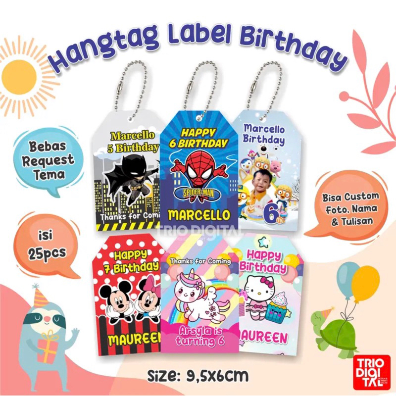 (isi 25pcs) Hangtag Label kartu ucapan custom Tasyakuran Ultah Aqiqah Selapan Tedhak siten