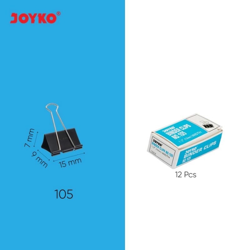 

Binder Clips Joyko No 105 (isi 12) / Klip Penjepit Kertas Kenko Kecil