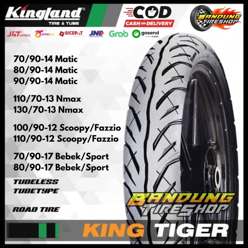 KINGLAND KING TIGER TUBELESS TUBETYPE DEPAN BELAKANG BAN MOTOR MATIC BEBEK SPORT HONDA BEAT VARIO SC