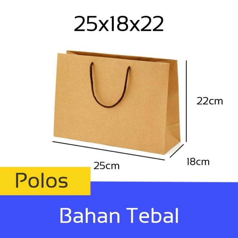 

Paper Bag Coklat Polos Custom Kado Bahan Tebal Ukuran 25x18x22