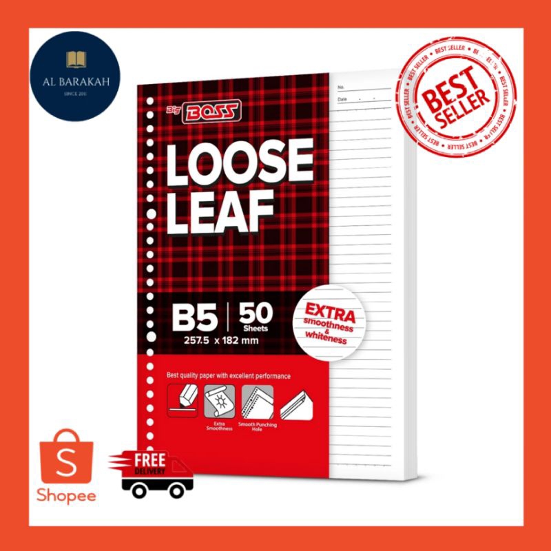 

Isi Binder B5 isi 50 Lembar bergaris Bigboss Loose Leaf
