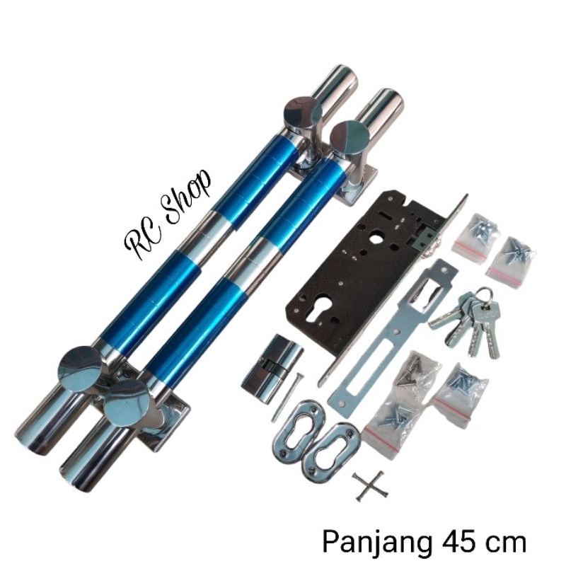 Handle Pintu Kunci Rumah Bulat 45 cm / 2 gagang pintu rumah plus kunci pintu