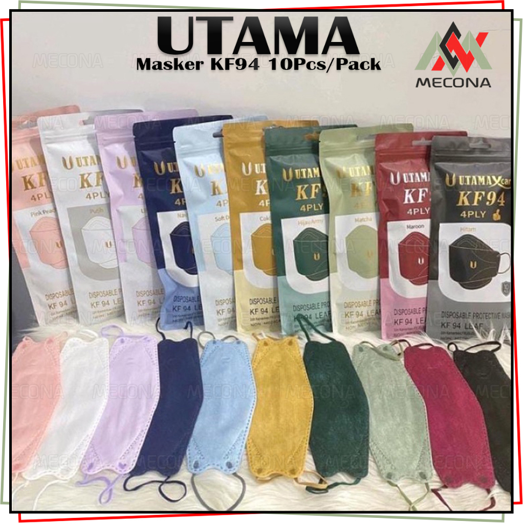 MECONA - Masker Utama KF94 Model Korea Utama 4 Ply Isi 10 Pcs