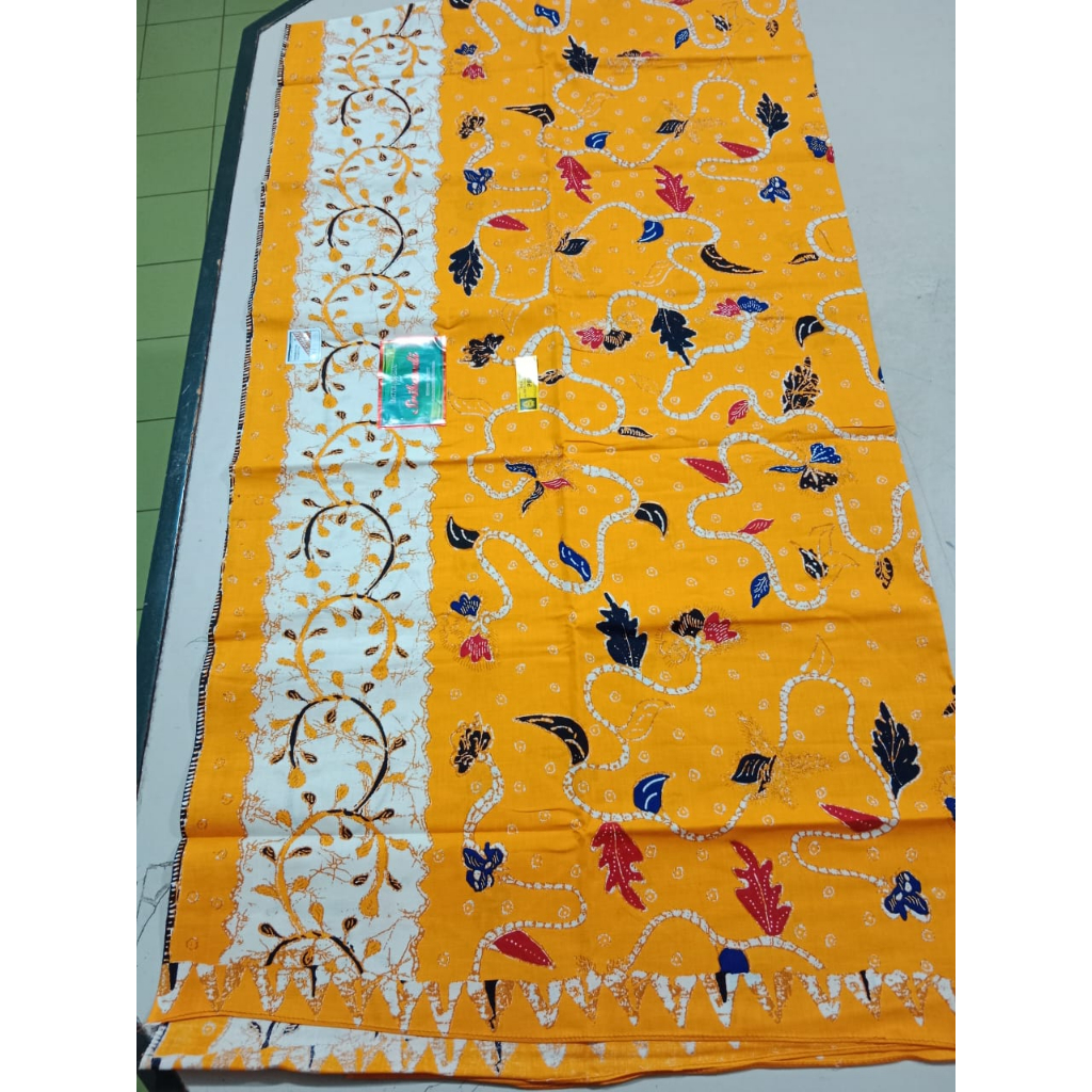 KAIN BATIK PREMIUM BAHAN 100% KATUN KUNING MOTIF BUNGA