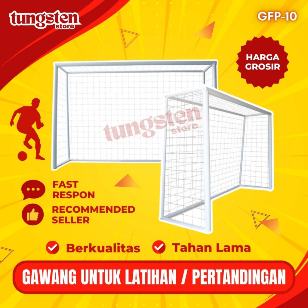 Gawang Futsal Portable, Harga Gawang Futsal Murah, Gawang Portable Futsal Pipa Besi 3x2 meter GFP-10