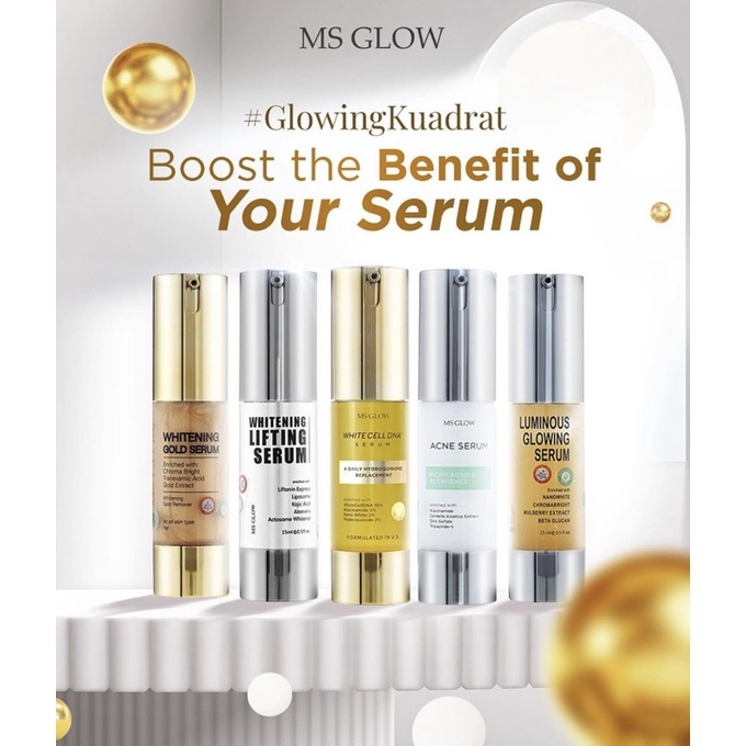 Luminous glowing serum ms glow/ whitening booster msglow / lifting / acne / gold / wcd / dte centell