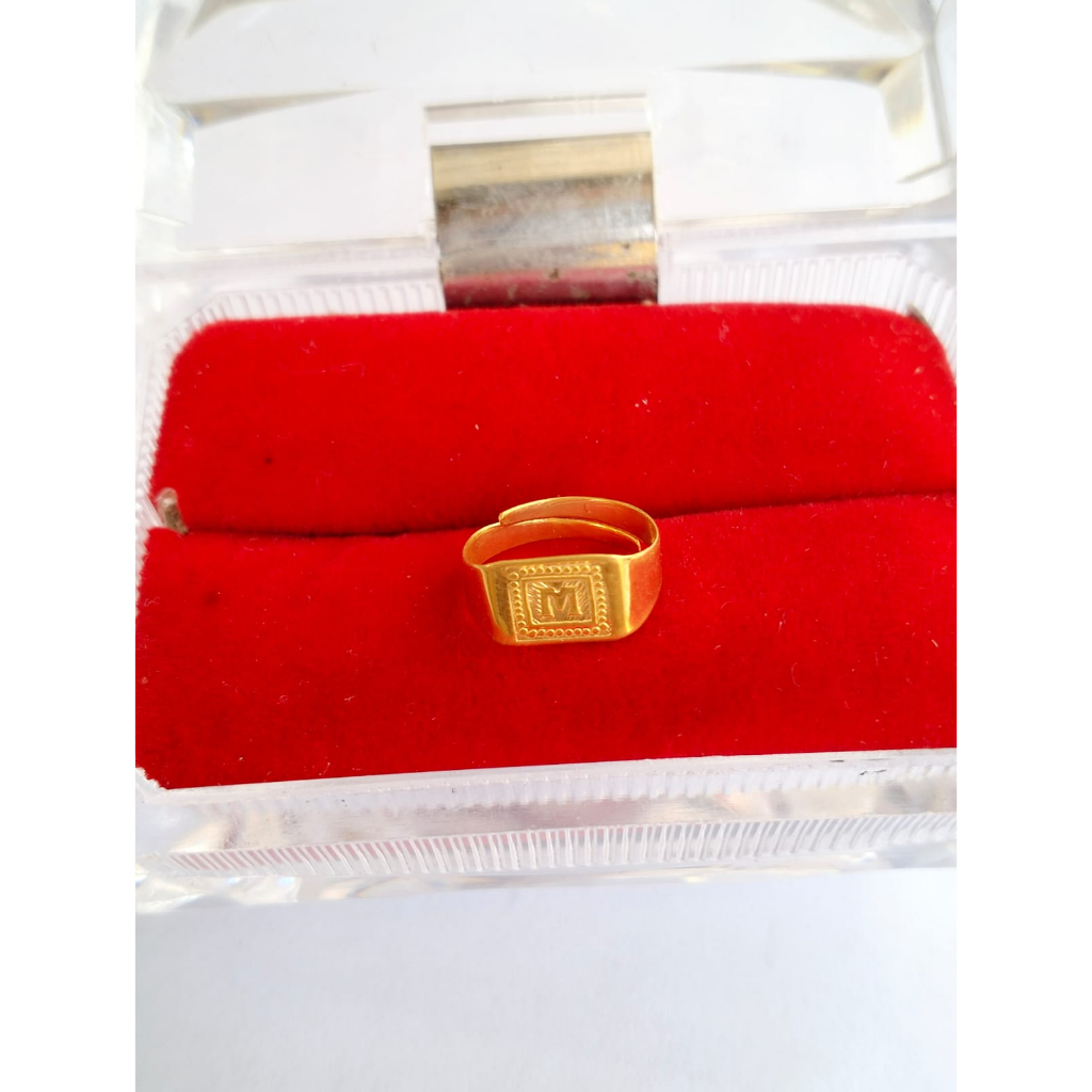 Cincin Bayi Emas Asli Inisial Huruf M Bisa Dibesarkan dan Dikecilkan Cincin Bayi Perempuan Cincin Ba
