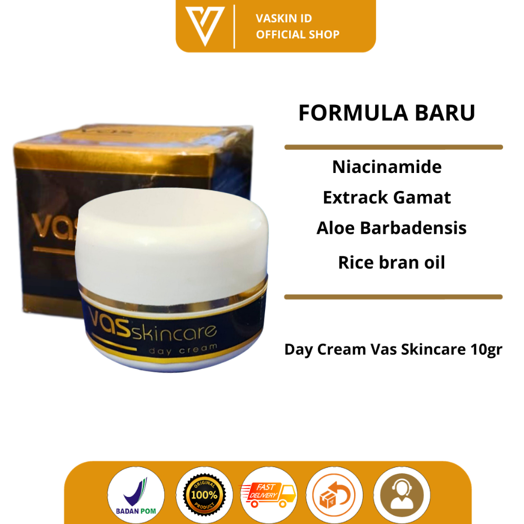 Day Cream Vas Skincare Krim Siang Pemutih Pelembab Wajah With Collagen 10gr Bpom