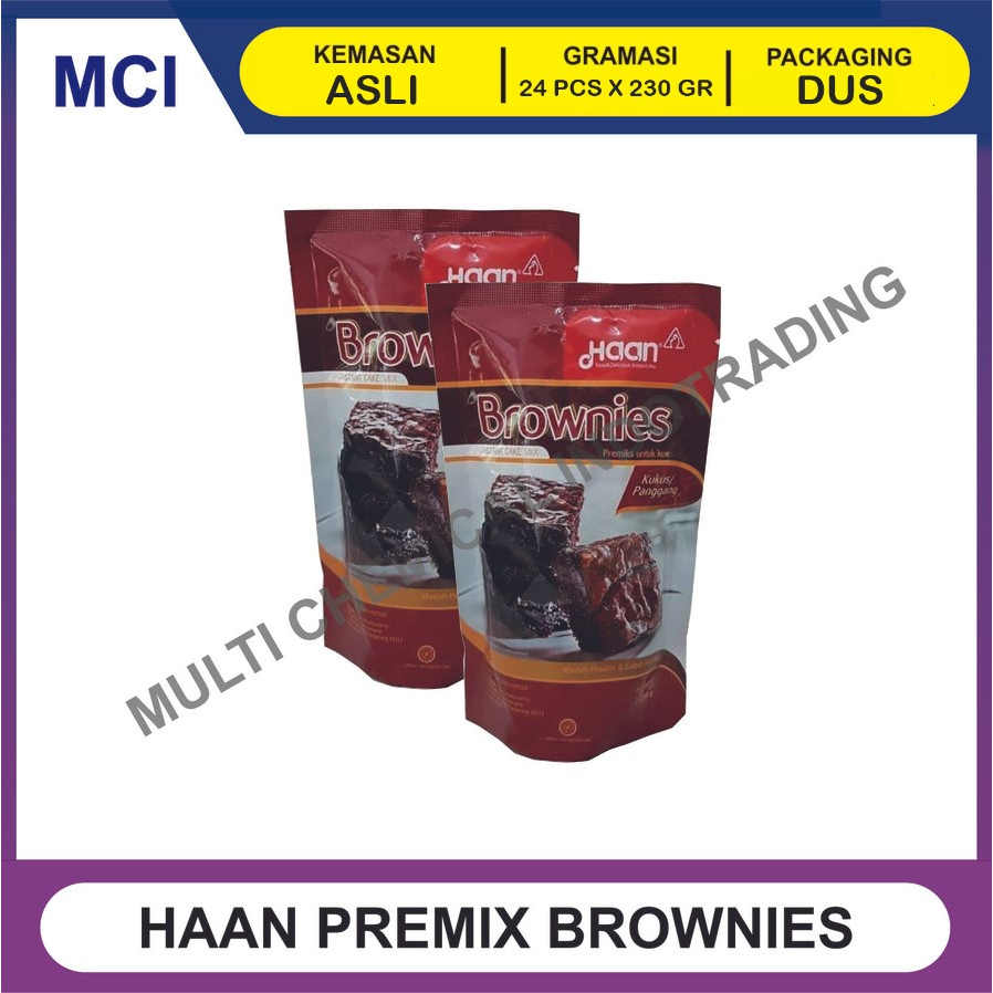

HAAN BROWNIES POUCH 230 GR / TEPUNG PREMIX BROWNIS INSTANT - 1 DUS 24 PCS