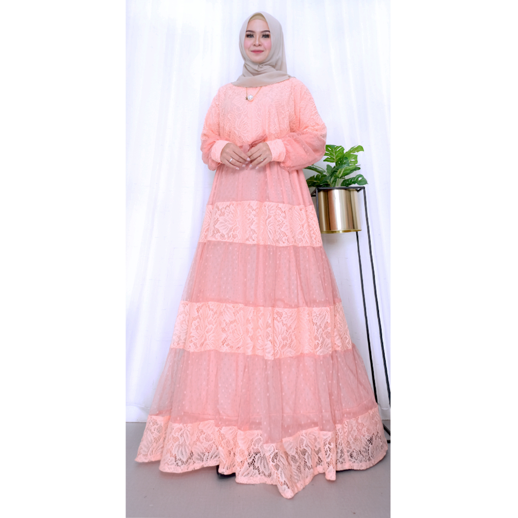 (BISA COD) GAMIS BROKLAT JUMBO PREMIUM XXXL LD 130 NOLA DRESS PESTA MEWAH, Gaun kondangan
