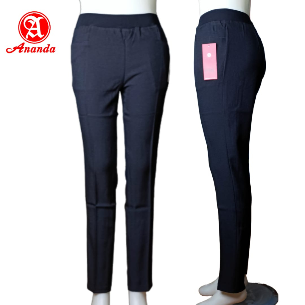 Celana Panjang Wanita Dewasa Pdf Stretch Warna Hitam Pinggang Ban (D-Live) M-Xl | Celana Kerja Wanit