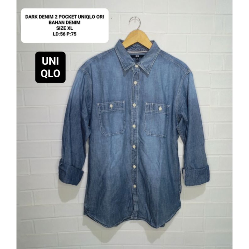 KEMEJA DENIM 2 POCKET UNIQLO ORI SIZE XL