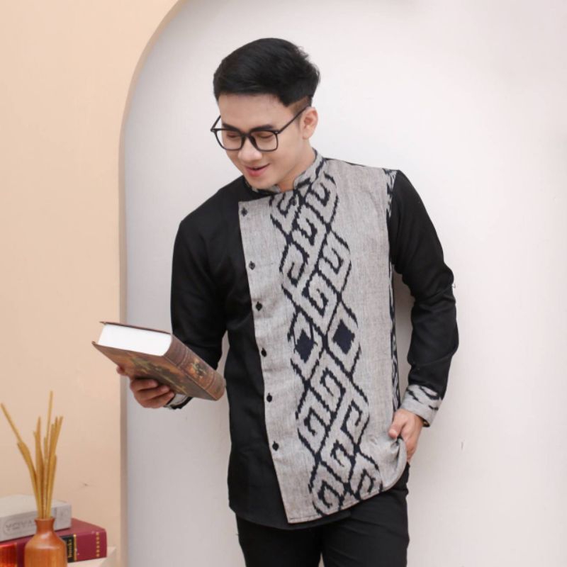 Kemeja Koko Tenun Asmarandana Shirt songket Troso original etnik toraja lengan panjang || baju kerja