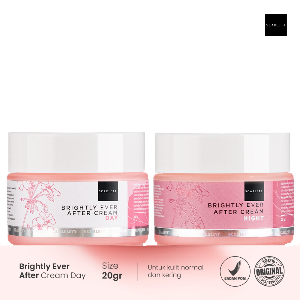 SCARLETT Brightly Ever After Cream Day / Night 20g - Pelembab Untuk Wajah Halus dan Cerah