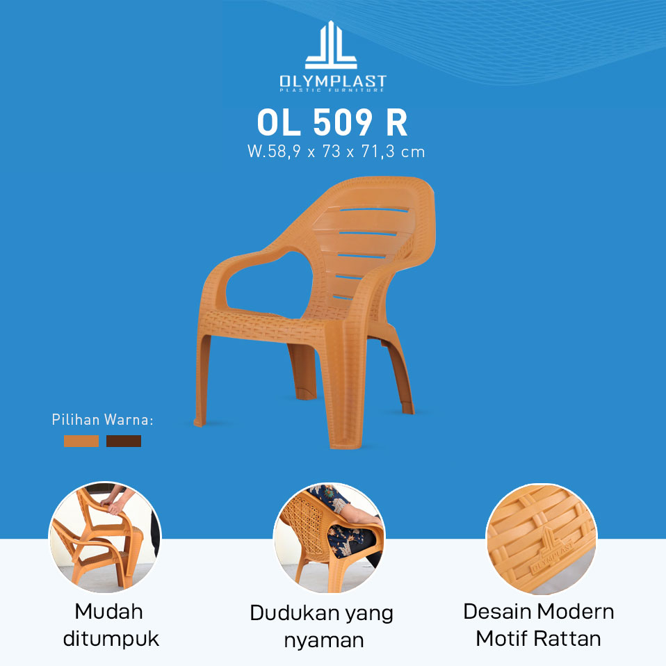 Kursi Plastik Olymplast OL 509 Olymplast OL509R KURSI TERAS ROTAN PLASTIK bangku cafe kursi warkop