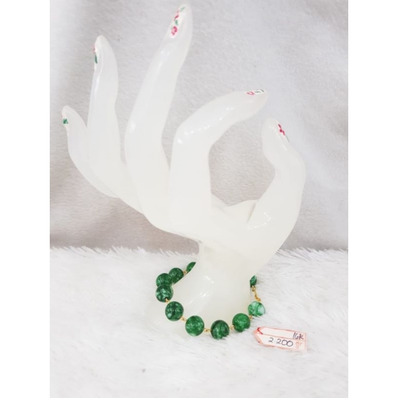 GL2331H108H Gelang model mata batu hijau sembur emas kuning asli berat 2.200 sama mata 18.900 pj 18,