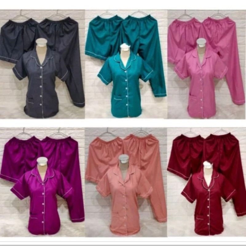 Piyama dewasa 3in1 / piyama tidur / piyama embos / piyama 2in 1