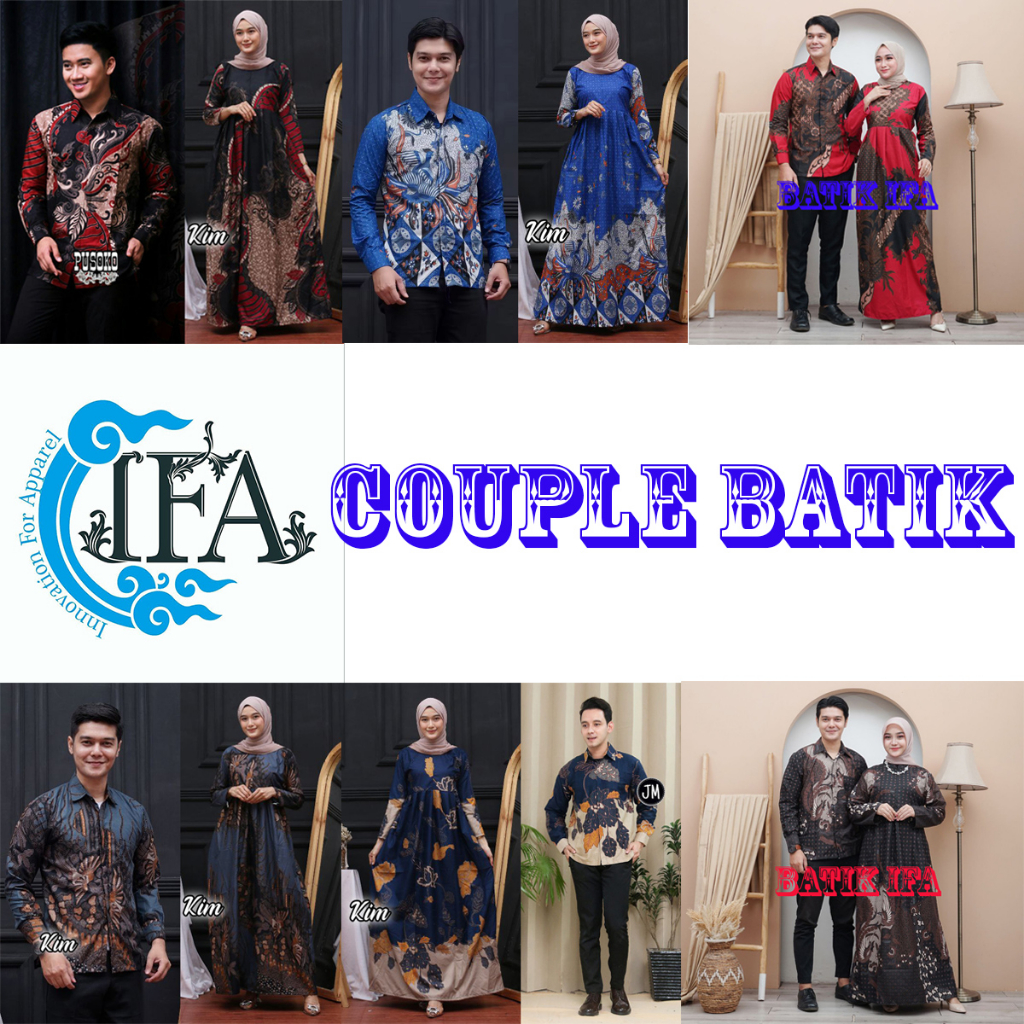 Couple Batik Gamis - Sarimbit Batik Kemeja dan Dress Lengan Panjang - BATIK IFA