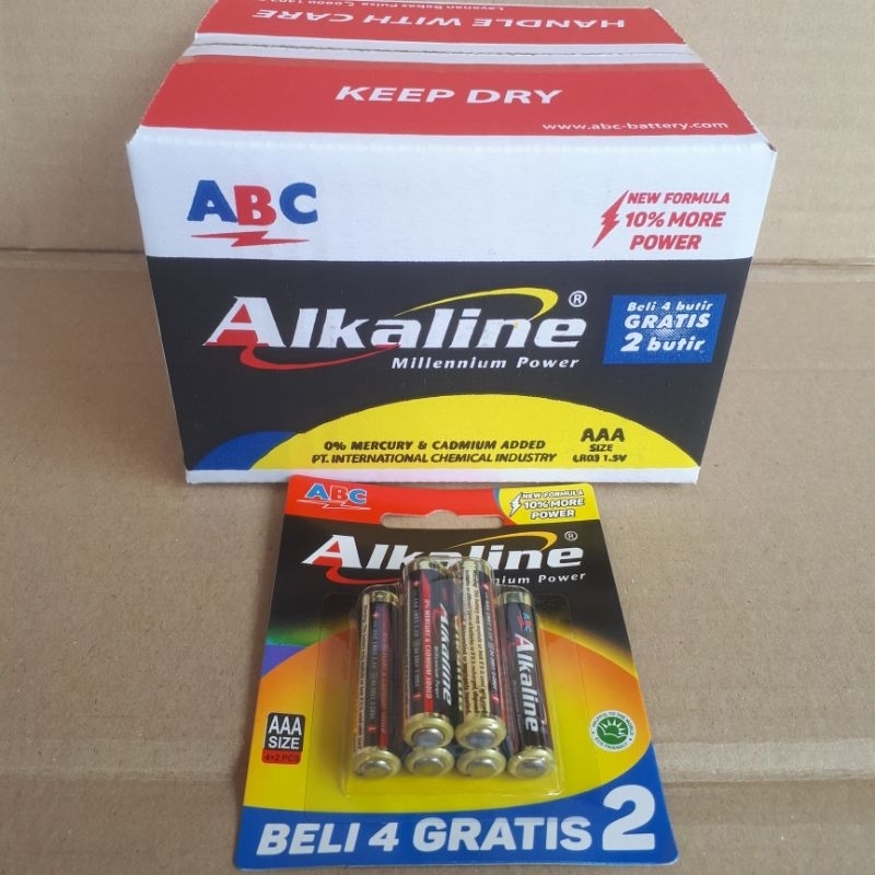 Batu batrai Alkaline AA A2 AAA A3 besar kecil 6 buah batre abc alkalin