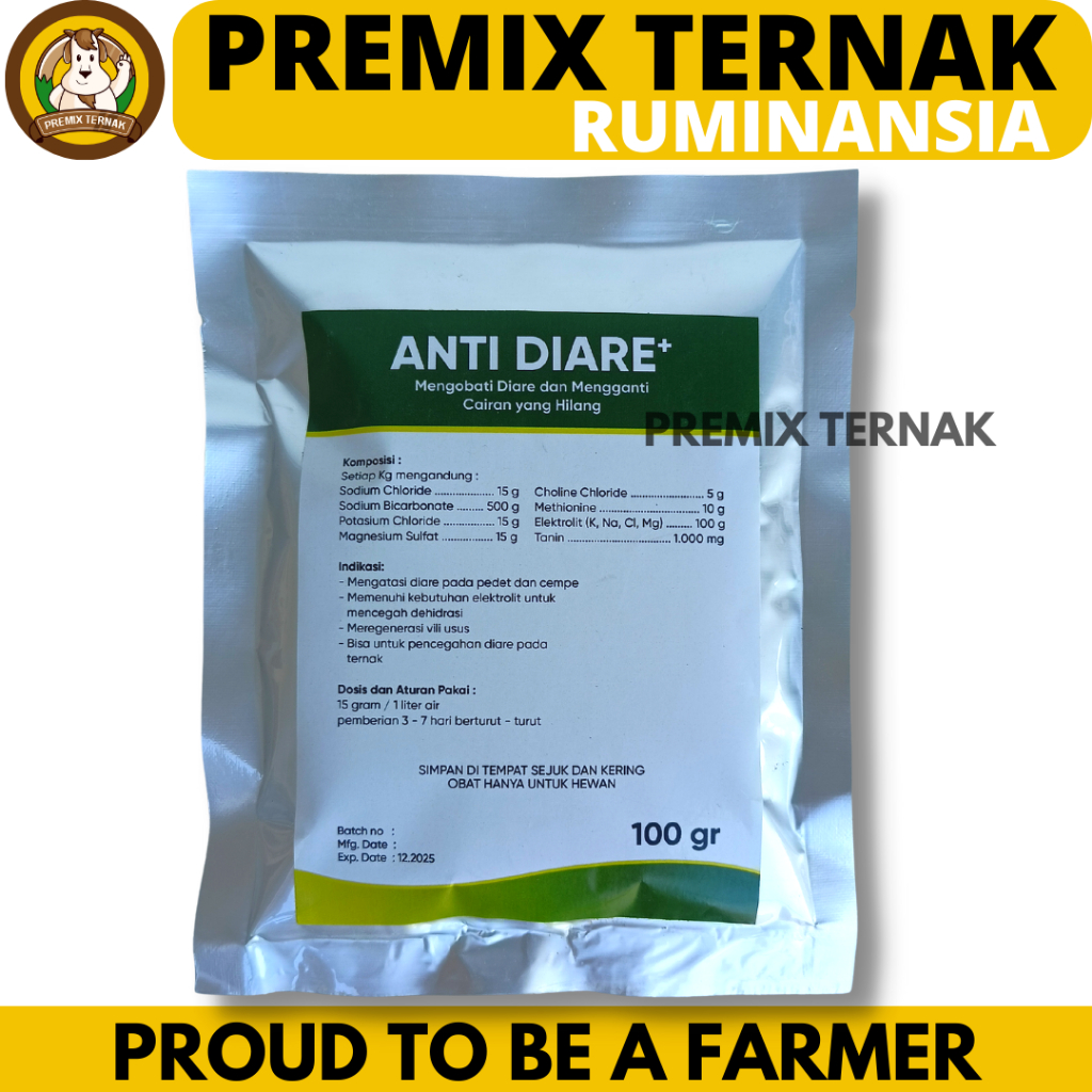ANTI DIARE 100 gram - Obat Mencret Cempe - Obat Mencret Pedet - Obat Mencret Kambing - Obat Mencret 