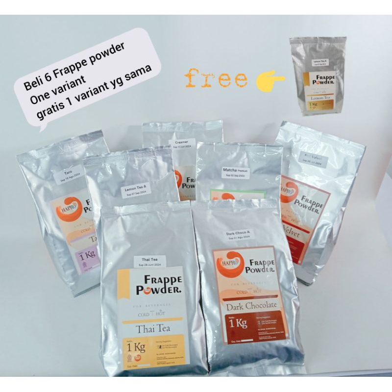 

Minuman Bubuk Hapro Frappe Beli 6 Gratis 1 Variant Yang Sama - Minuman Bubuk Berkualitas Bersertifikat Halal