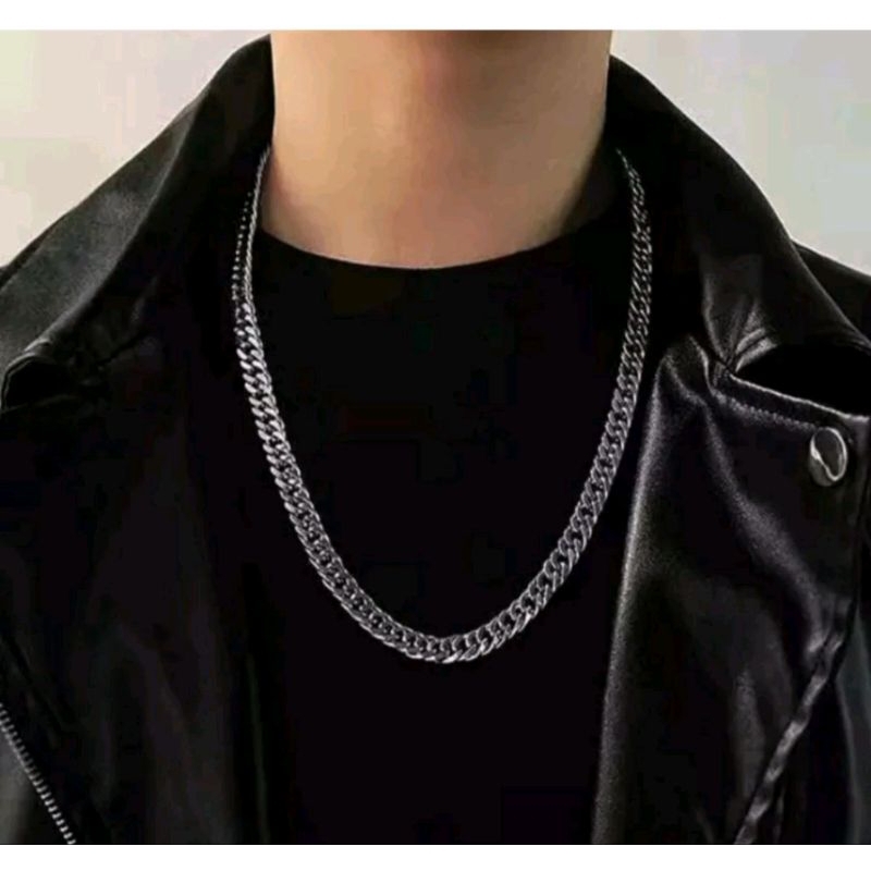 Kalung Titanium Rante Uk45cm Silver original unisex Tidakluntur tidakkarat