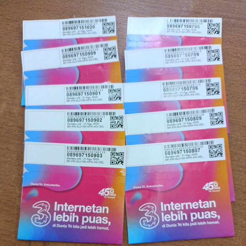 Perdana 3 super cantik tri/ three triple kembar / Rapi kartu 4G