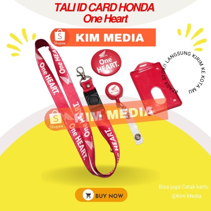 

tali id card honda oneheart MERAH PRINTING!! 1 set lengkap Lanyard id Honda ecer grosir