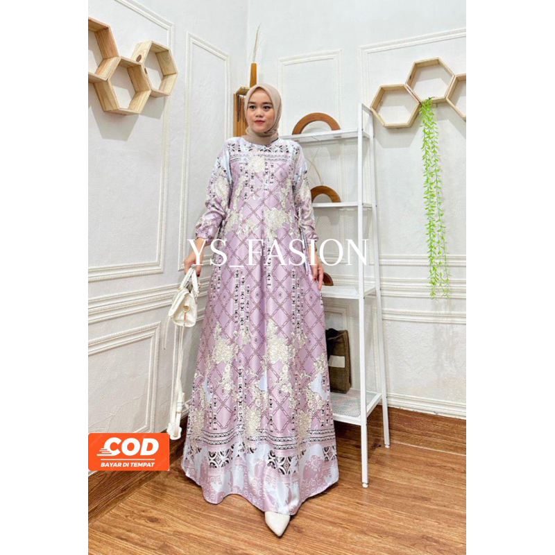 Asmara Dress | Gamis Motif Silk Premium | Gamis Pesta Silk Premium | Gamis Pesta Jumbo