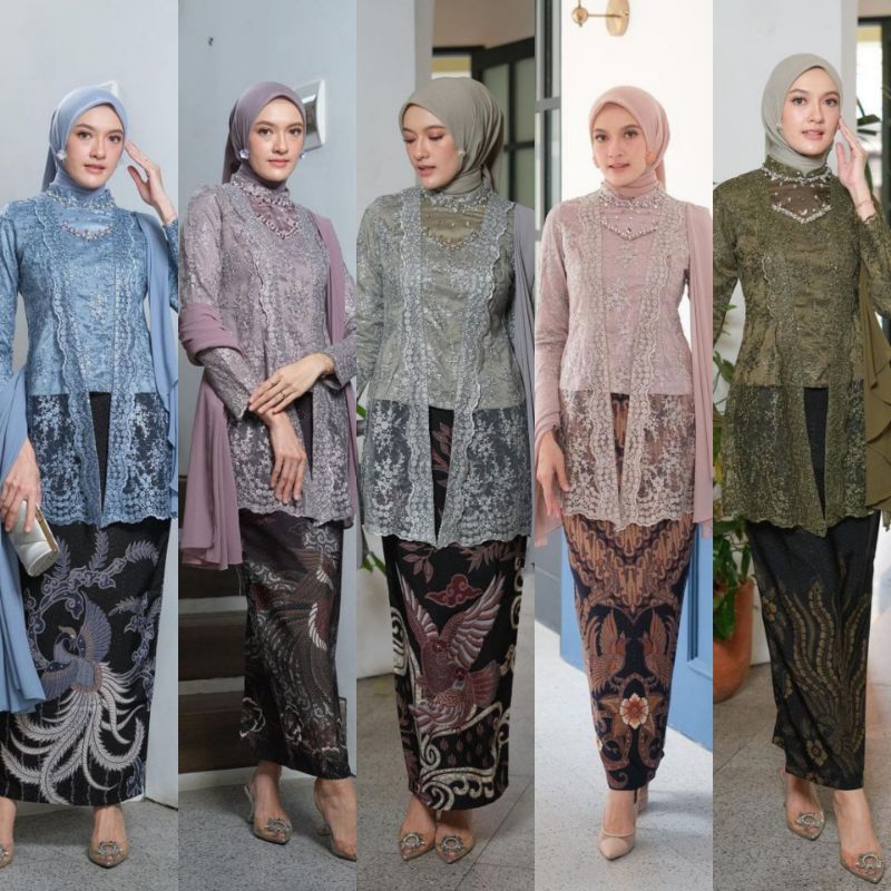 Set kebaya Kinara Selendang Setelan Kebaya Wisuda Set Kebaya Kondangan