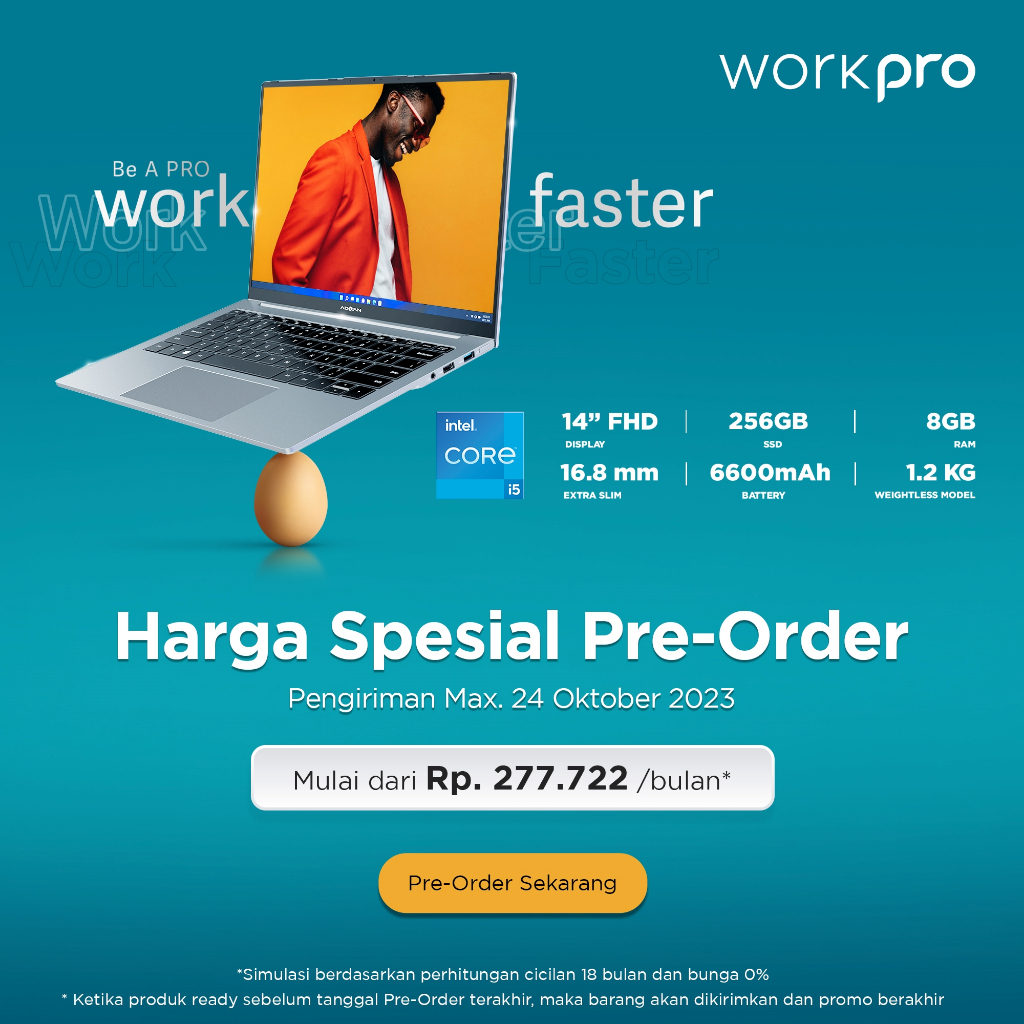 [ Exclusive Launch ] - ADVAN Notebook Laptop Workpro Intel I5 14   FHD IPS 8GB 256GB Win 11