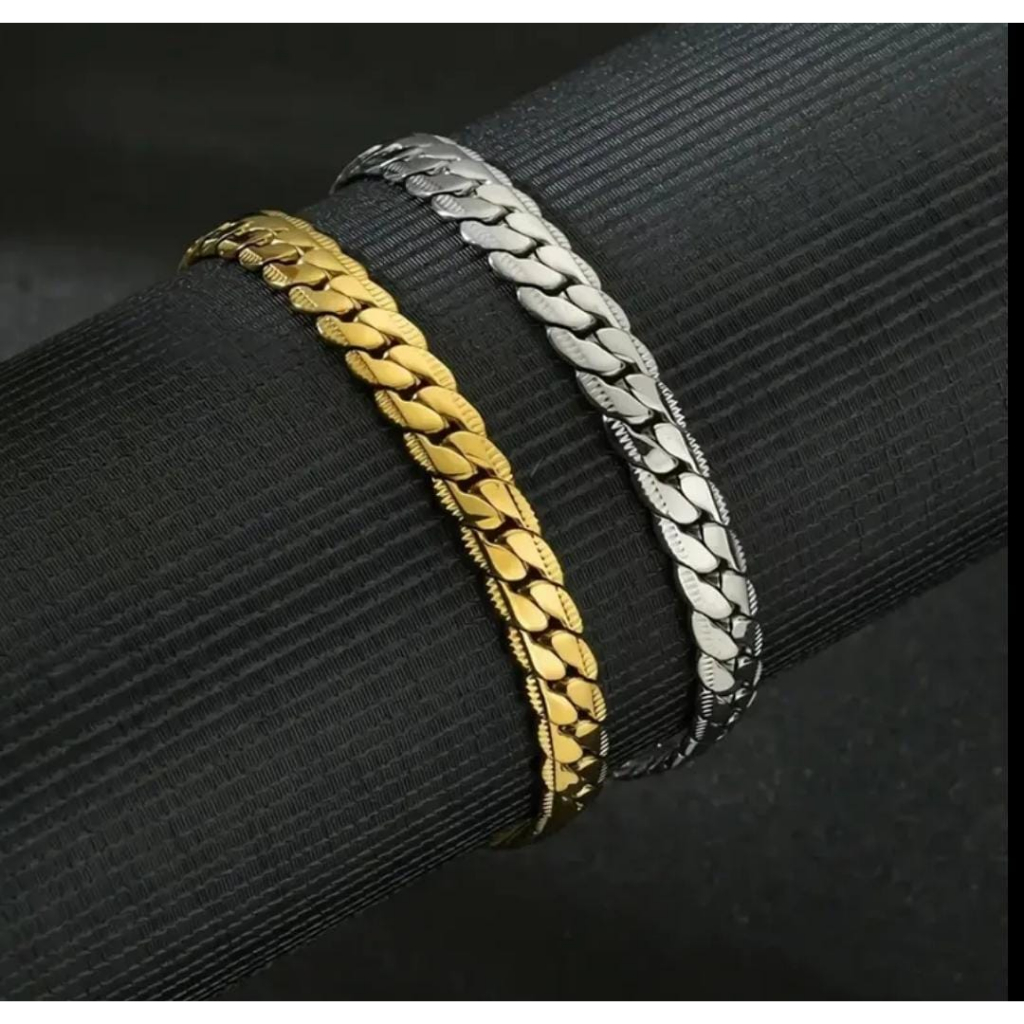 Gelang Titanium Rantai sisik naga rante emas gold kuning rose gold silver putih perak cowok cewek pa