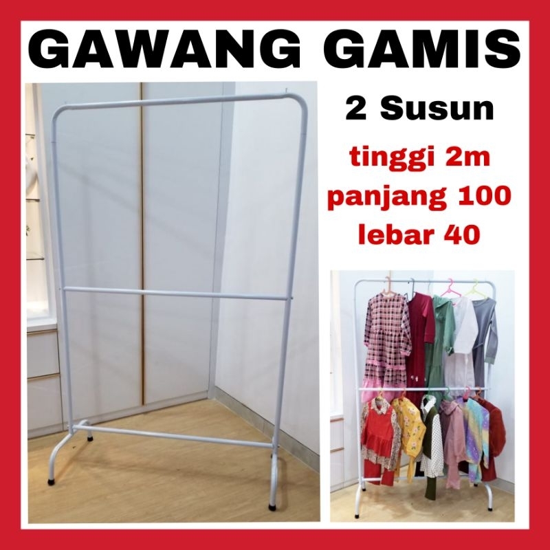 Gawang gantungan baju gamis MBS tinggi 2 m hanger gawang gantungan baju 2 susun